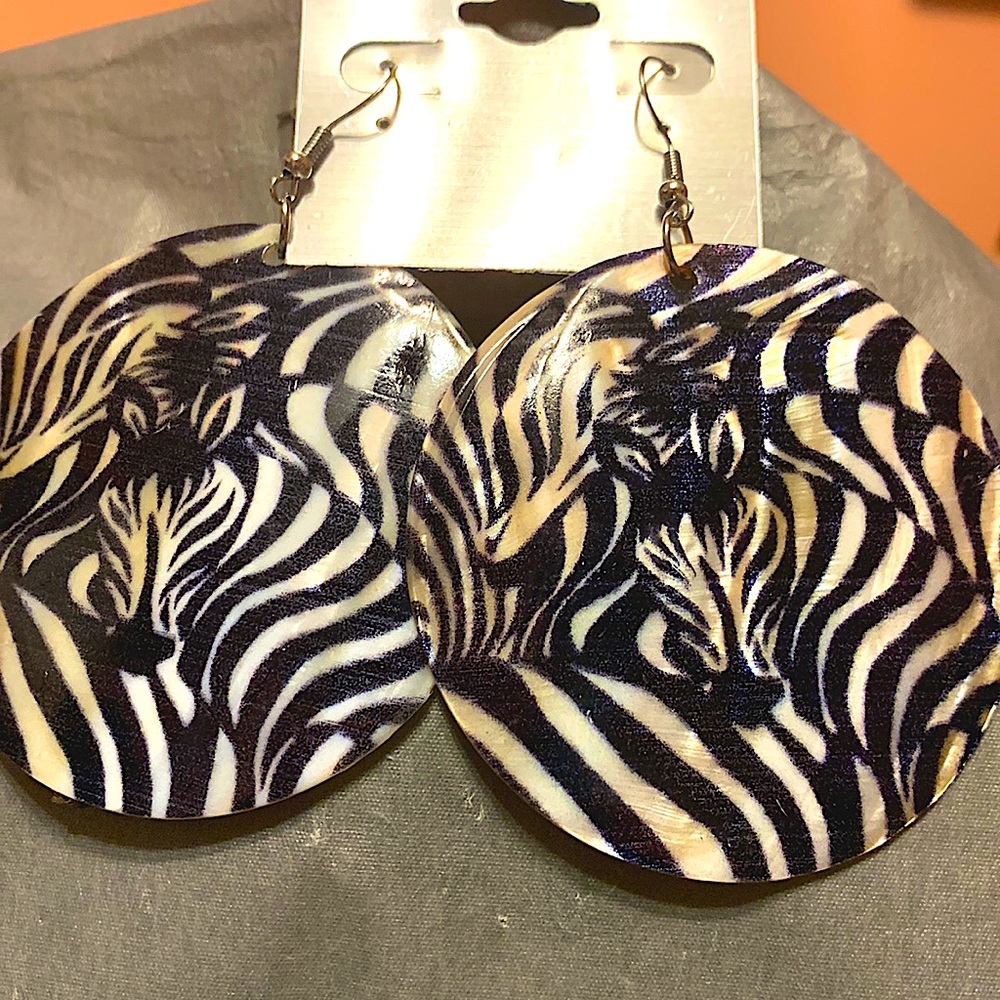Zebra Print Shell Earrings